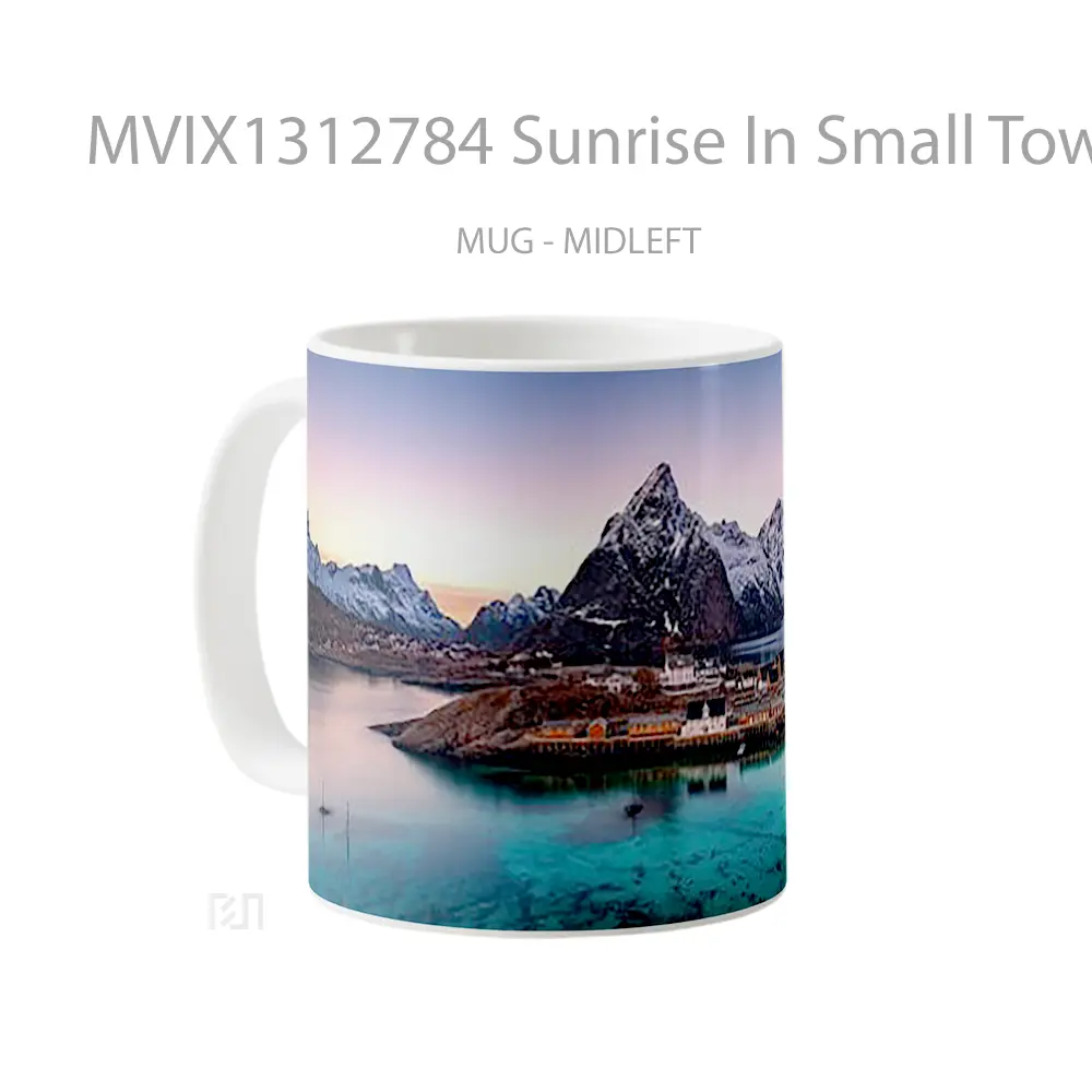 Mug Sunrise In Small Town In Norway Gelas Pemandangan Alam - All-side / Desain