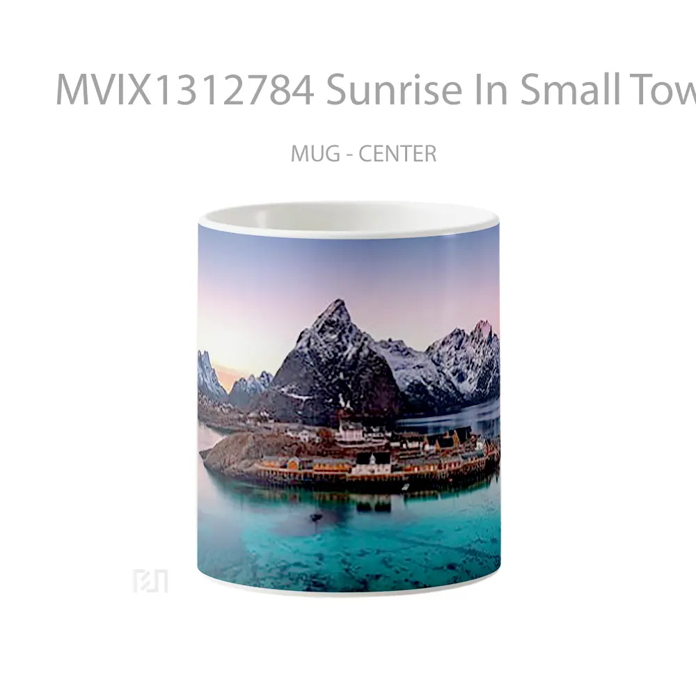 Mug Sunrise In Small Town In Norway Gelas Pemandangan Alam