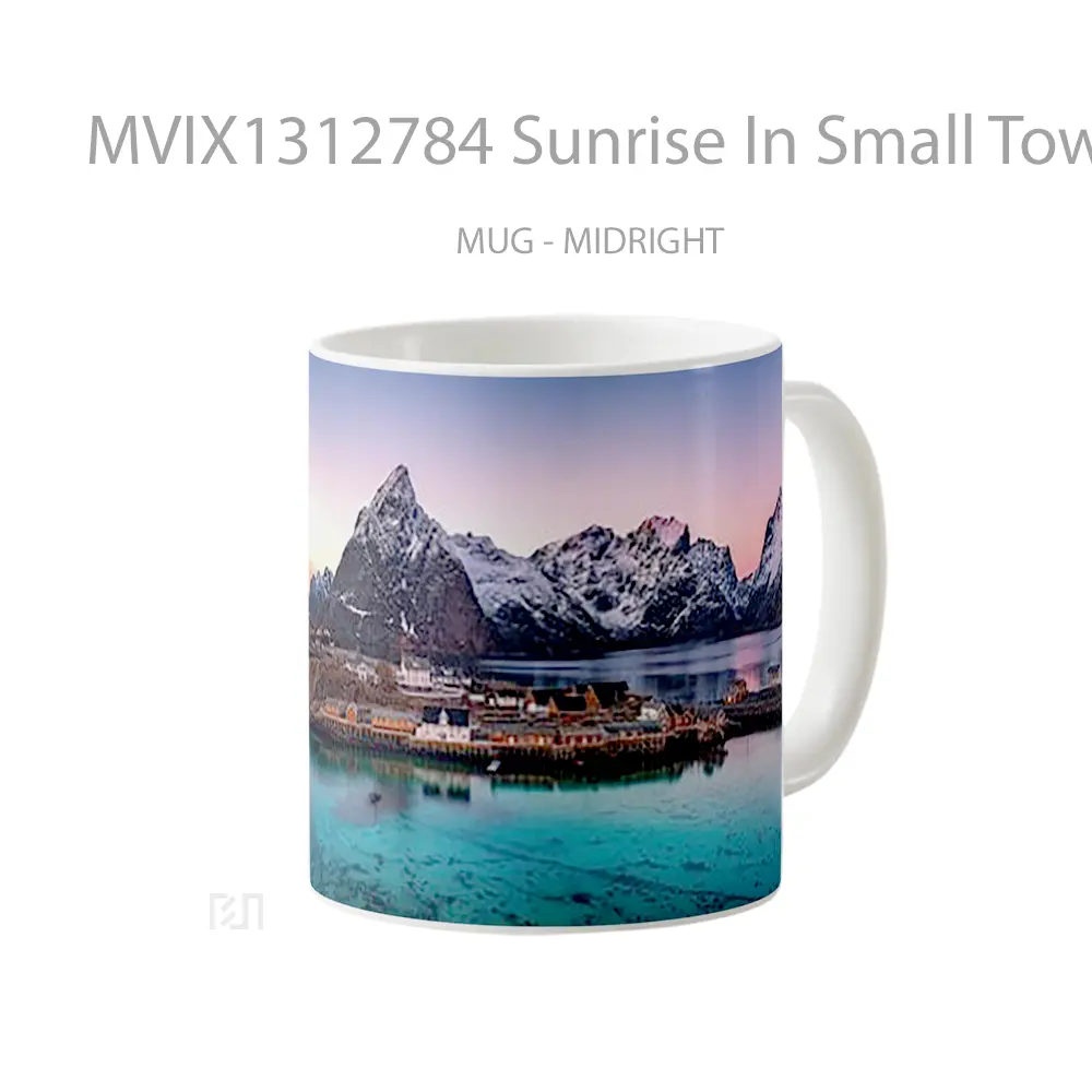 Mug Sunrise In Small Town In Norway Gelas Pemandangan Alam - All-side / Desain