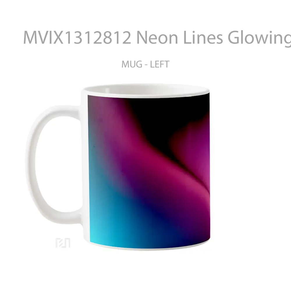 Mug Neon Lines Glowing Abstract Gelas Seni Modern - All-side / Desain