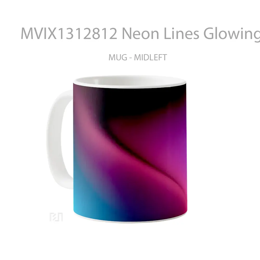 Mug Neon Lines Glowing Abstract Gelas Seni Modern - All-side / Desain