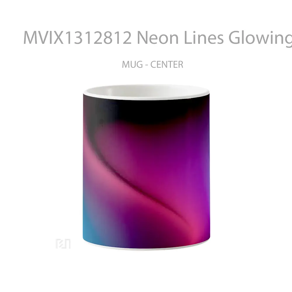 Mug Neon Lines Glowing Abstract Gelas Seni Modern
