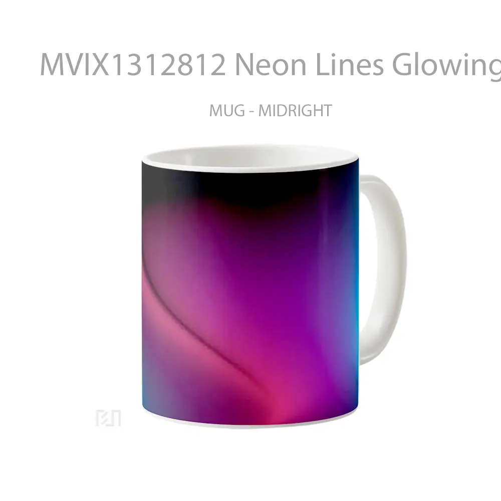 Mug Neon Lines Glowing Abstract Gelas Seni Modern - All-side / Desain