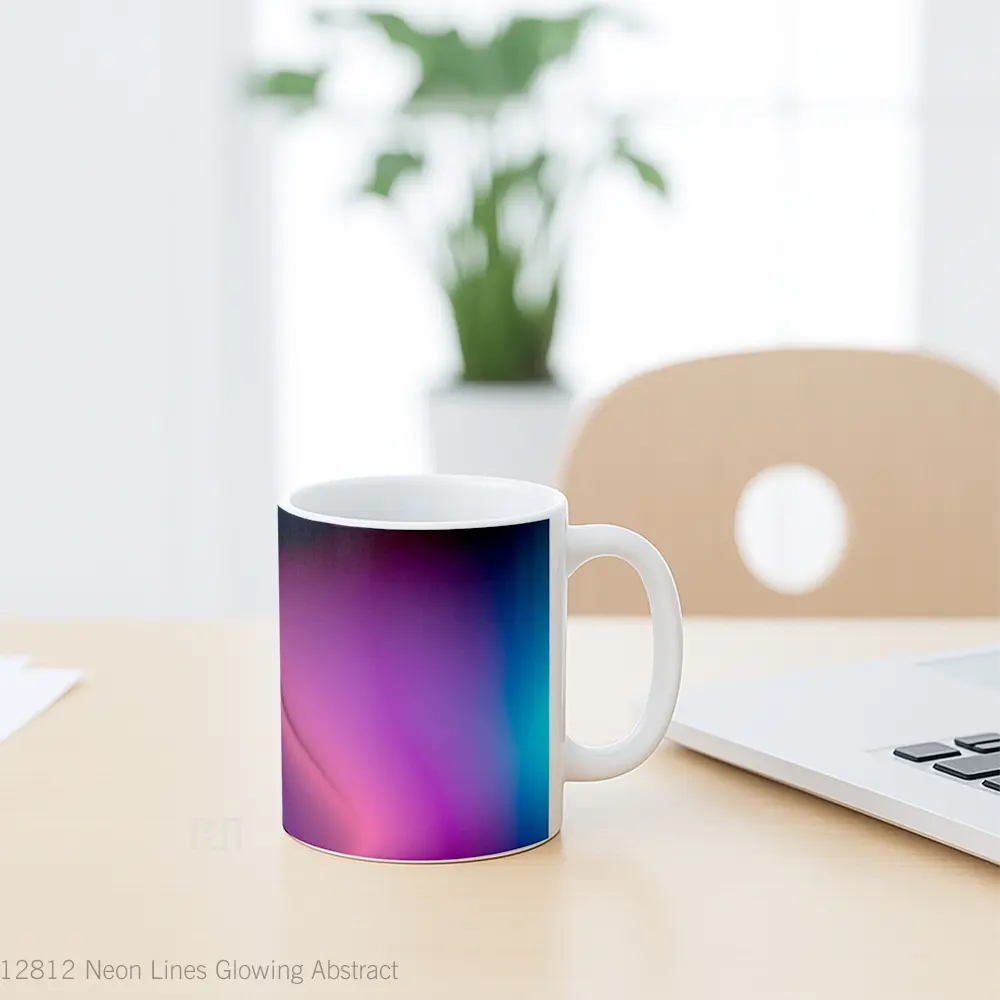 Mug Neon Lines Glowing Abstract Gelas Seni Modern - All-side / Desain