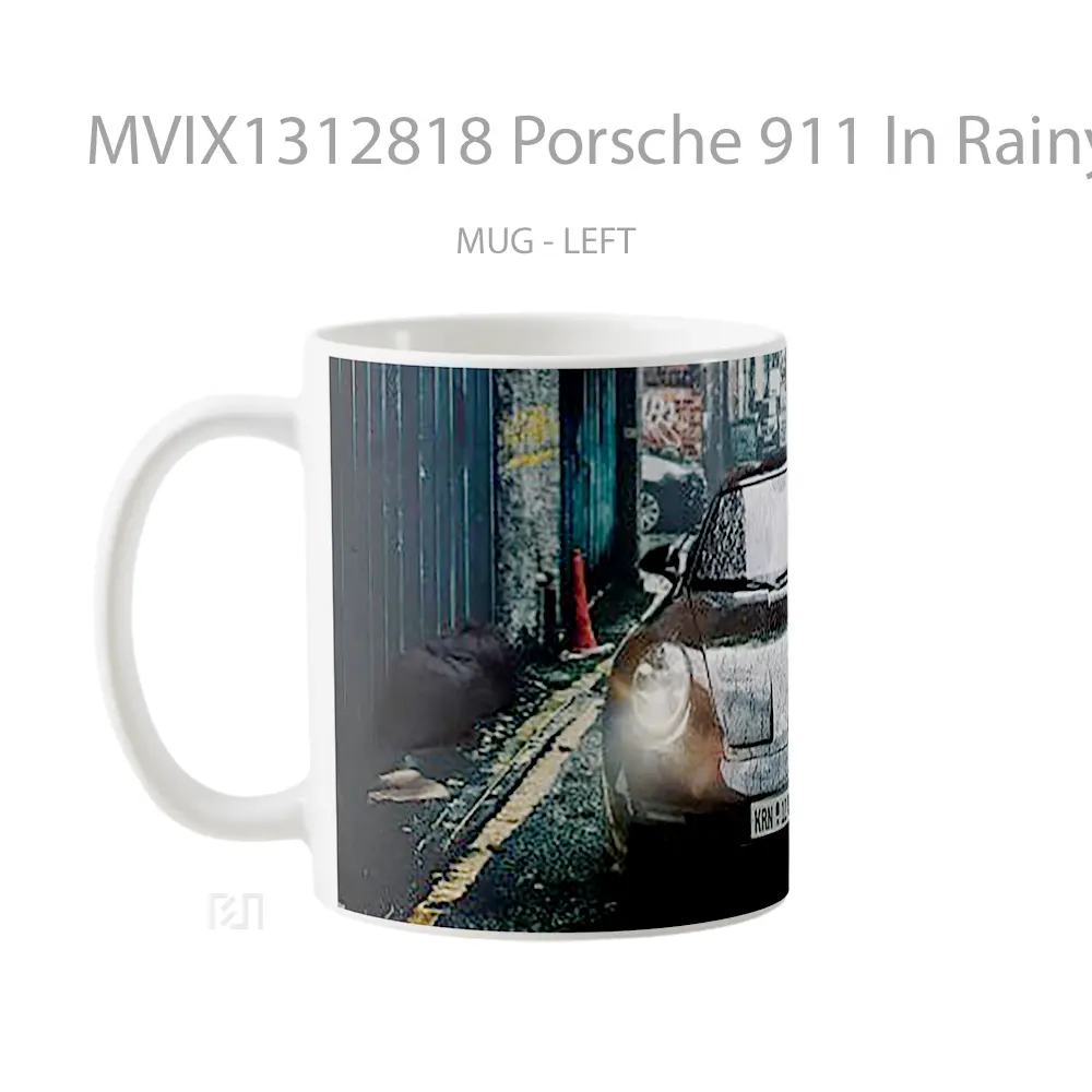 Mug Porsche 911 In Rainy Street Cangkir Mobil - All-side / Desain