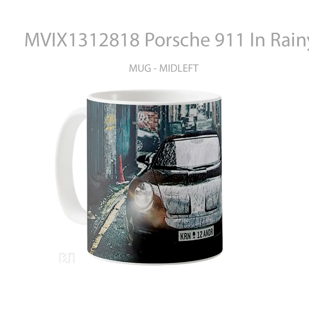 Mug Porsche 911 In Rainy Street Cangkir Mobil - All-side / Desain