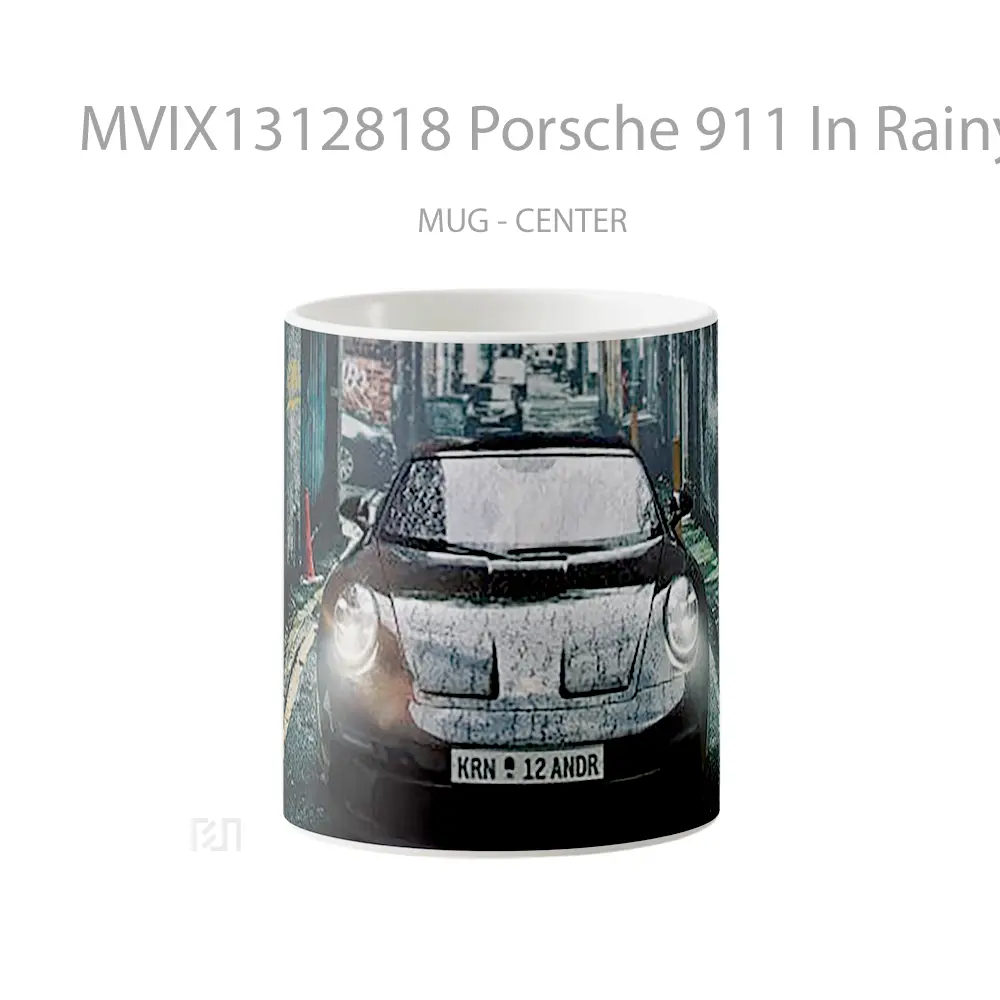 Mug Porsche 911 In Rainy Street Cangkir Mobil