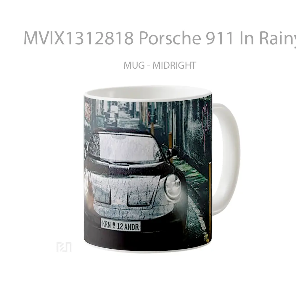Mug Porsche 911 In Rainy Street Cangkir Mobil - All-side / Desain