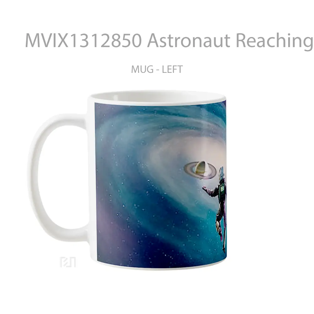 Mug Astronaut Reaching Planet Gelas Astronomi - All-side / Desain