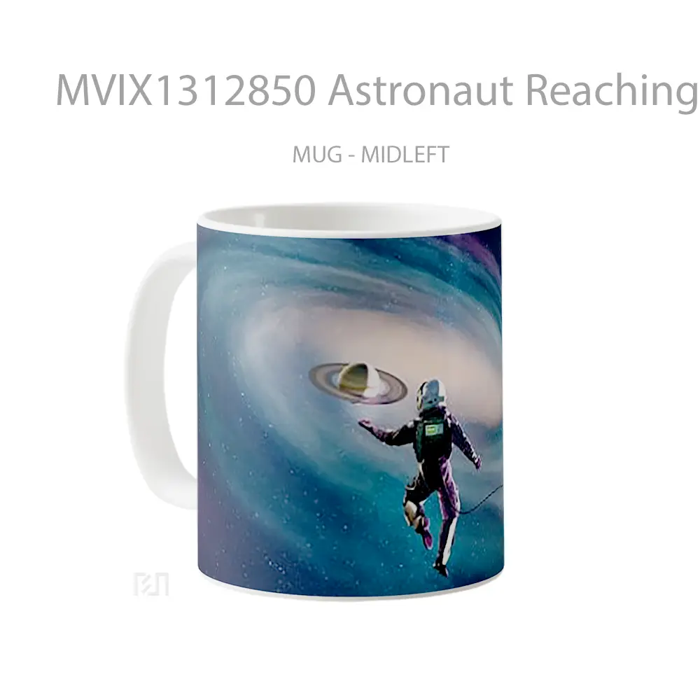 Mug Astronaut Reaching Planet Gelas Astronomi - All-side / Desain