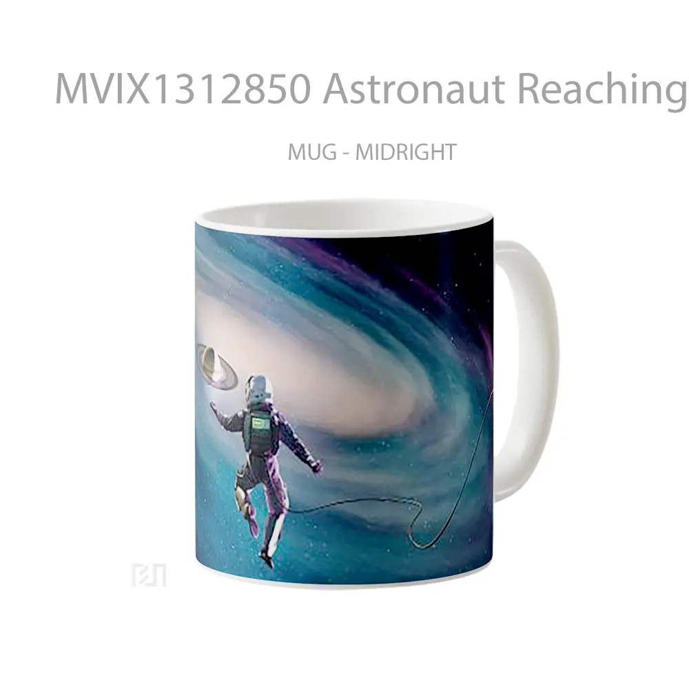 Mug Astronaut Reaching Planet Gelas Astronomi - All-side / Desain
