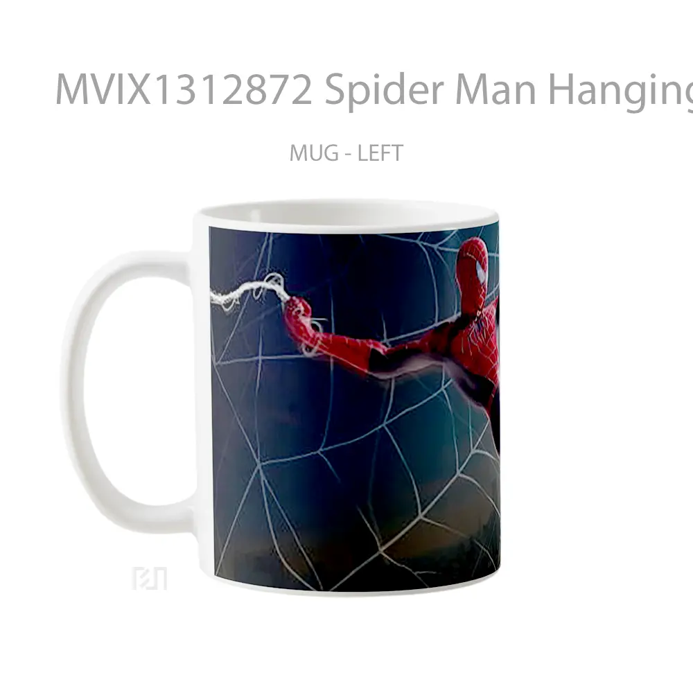 Mug Spider Man Hanging From Spider Web Gelas Superhero - All-side / Desain
