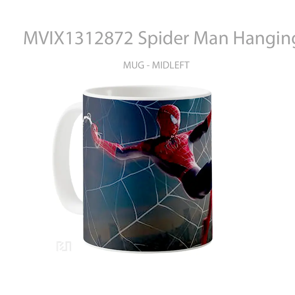 Mug Spider Man Hanging From Spider Web Gelas Superhero - All-side / Desain