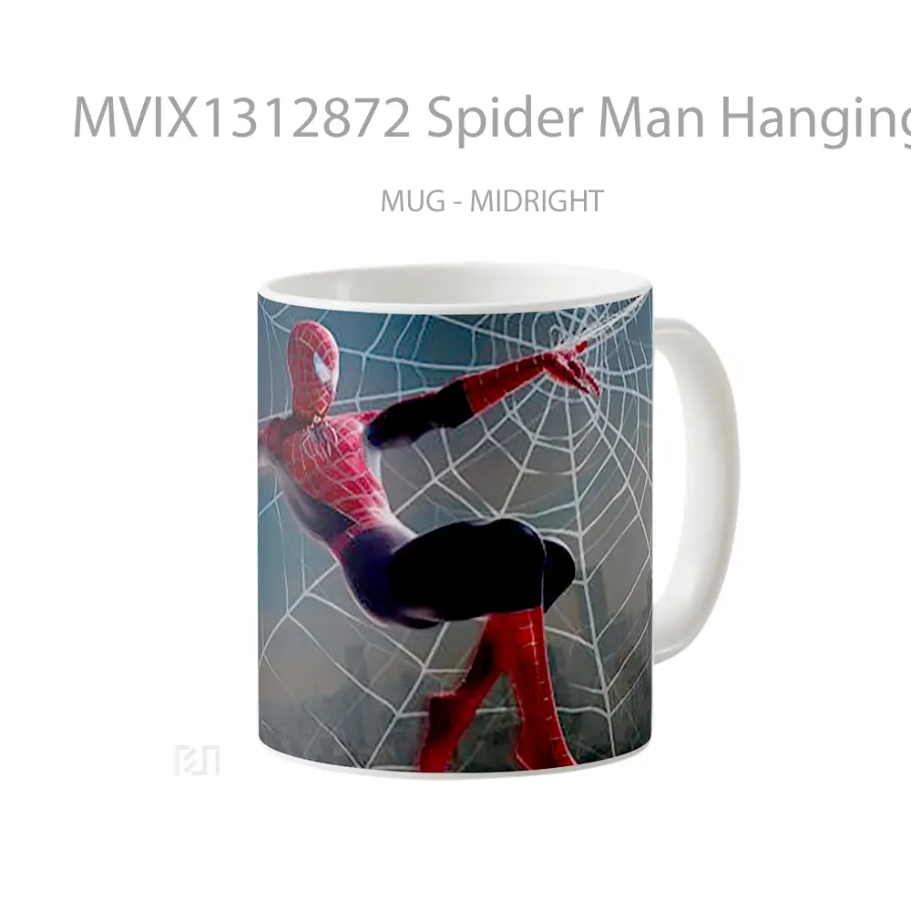 Mug Spider Man Hanging From Spider Web Gelas Superhero - All-side / Desain