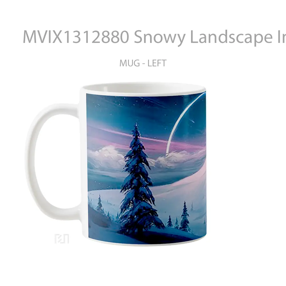Mug Snowy Landscape In The Forest Digital Art Gelas Pemandangan Alam - All-side / Desain
