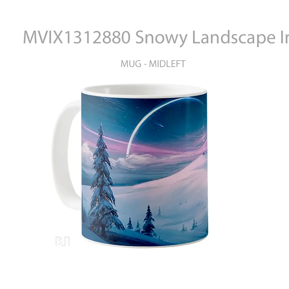 Mug Snowy Landscape In The Forest Digital Art Gelas Pemandangan Alam - All-side / Desain