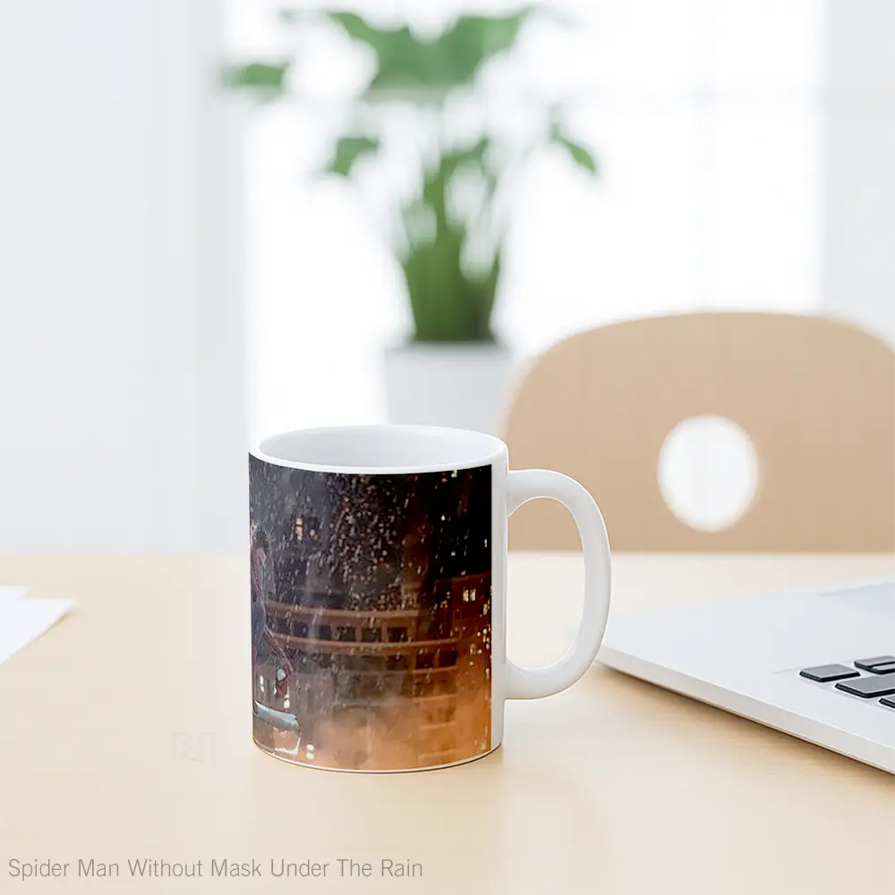 Mug Spider Man Without Mask Under The Rain Gelas Superhero - All-side / Desain