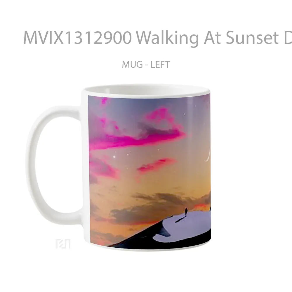 Mug Walking At Sunset Digital Art Gelas Pemandangan Alam - All-side / Desain