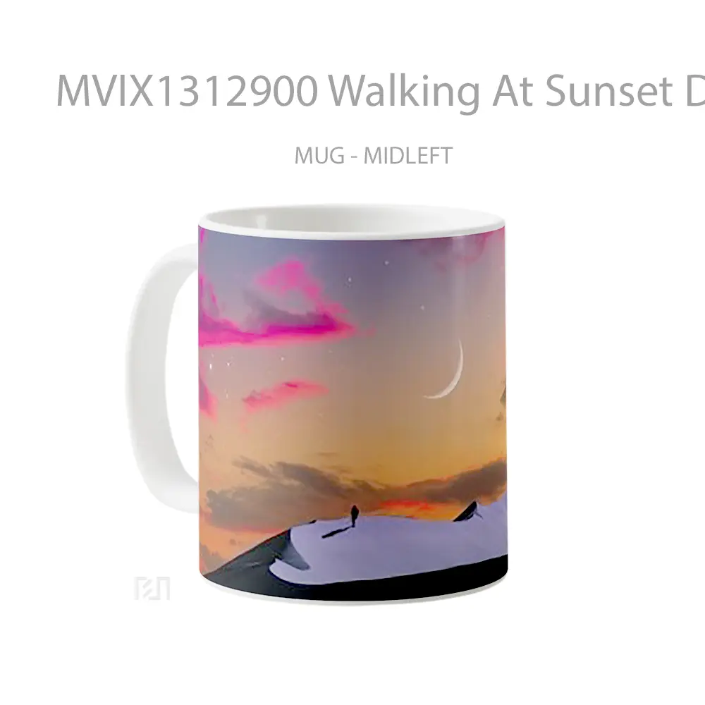 Mug Walking At Sunset Digital Art Gelas Pemandangan Alam - All-side / Desain
