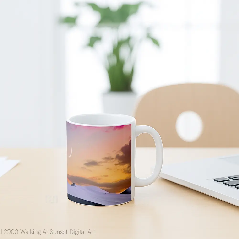 Mug Walking At Sunset Digital Art Gelas Pemandangan Alam - All-side / Desain