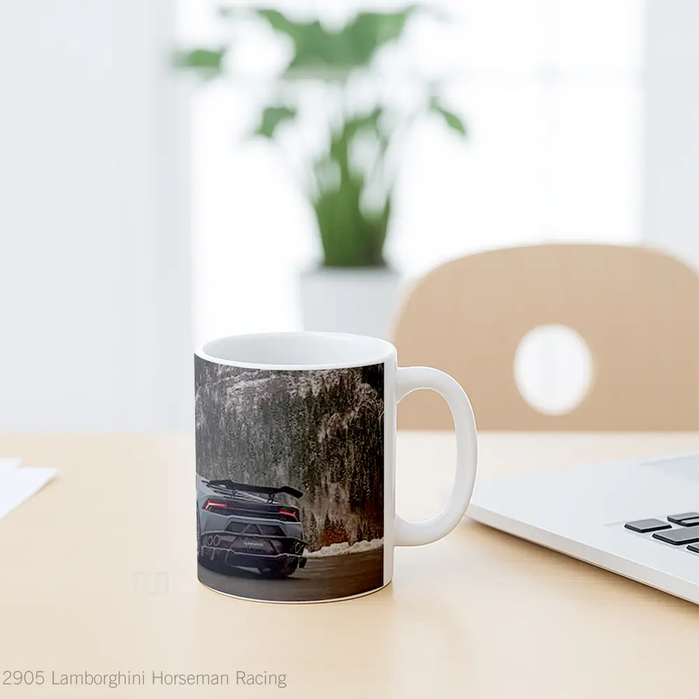 Mug Lamborghini Horseman Racing Cangkir Mobil - All-side / Desain