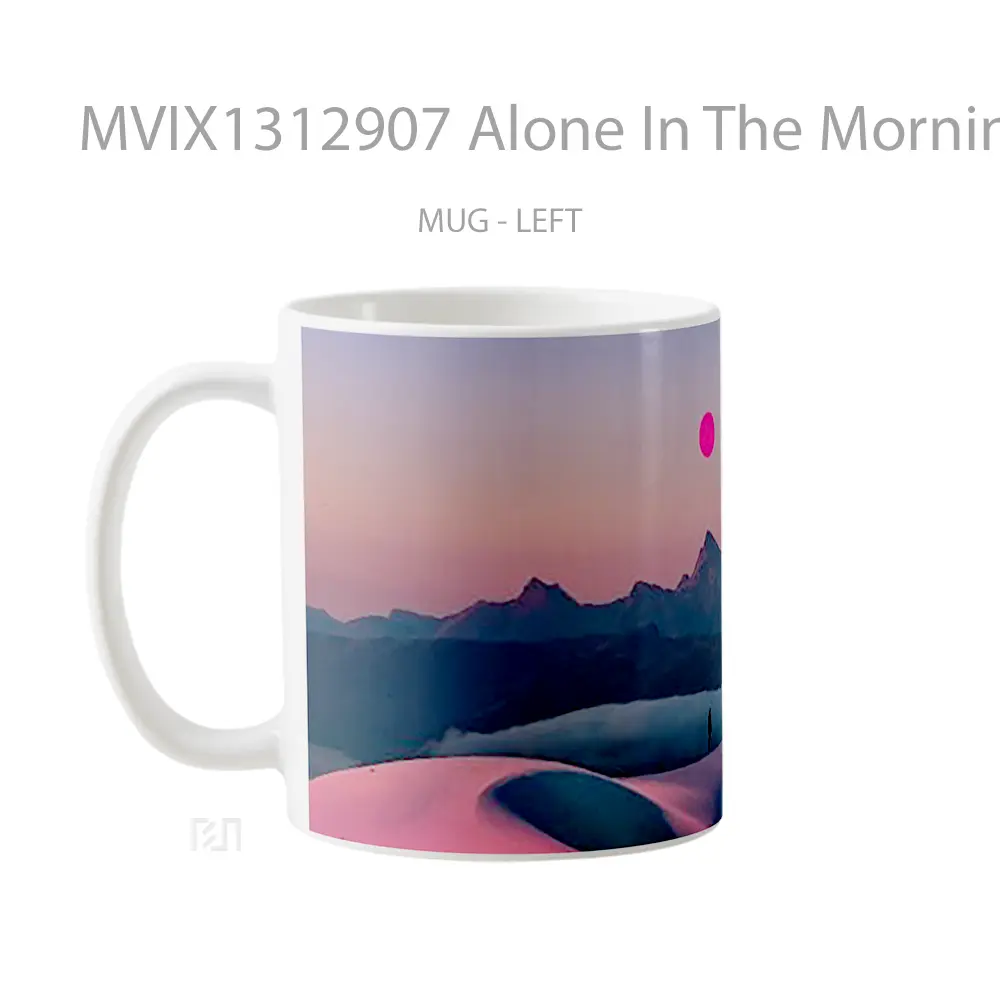 Mug Alone In The Morning Digital Art Gelas Seni Modern - All-side / Desain