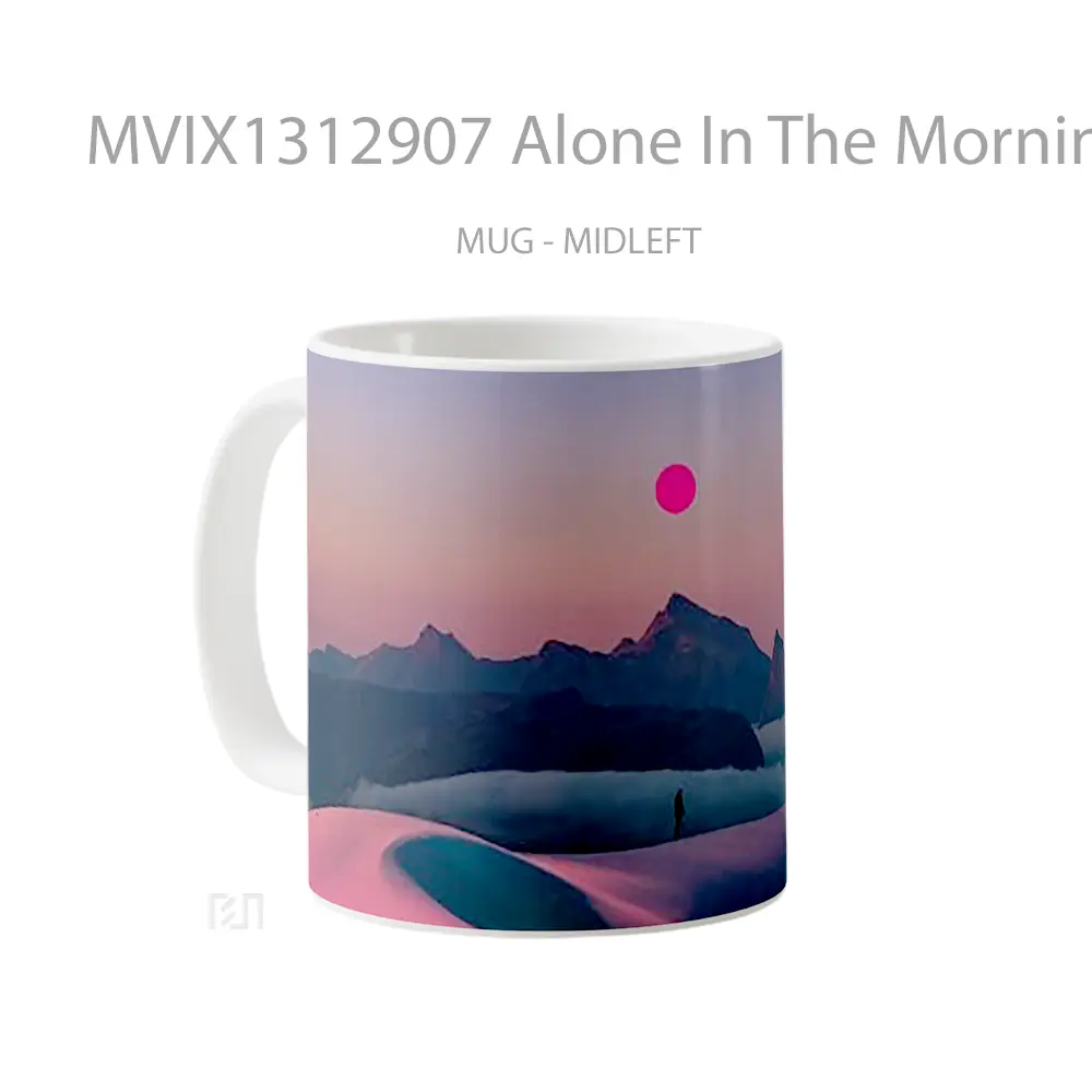 Mug Alone In The Morning Digital Art Gelas Seni Modern - All-side / Desain