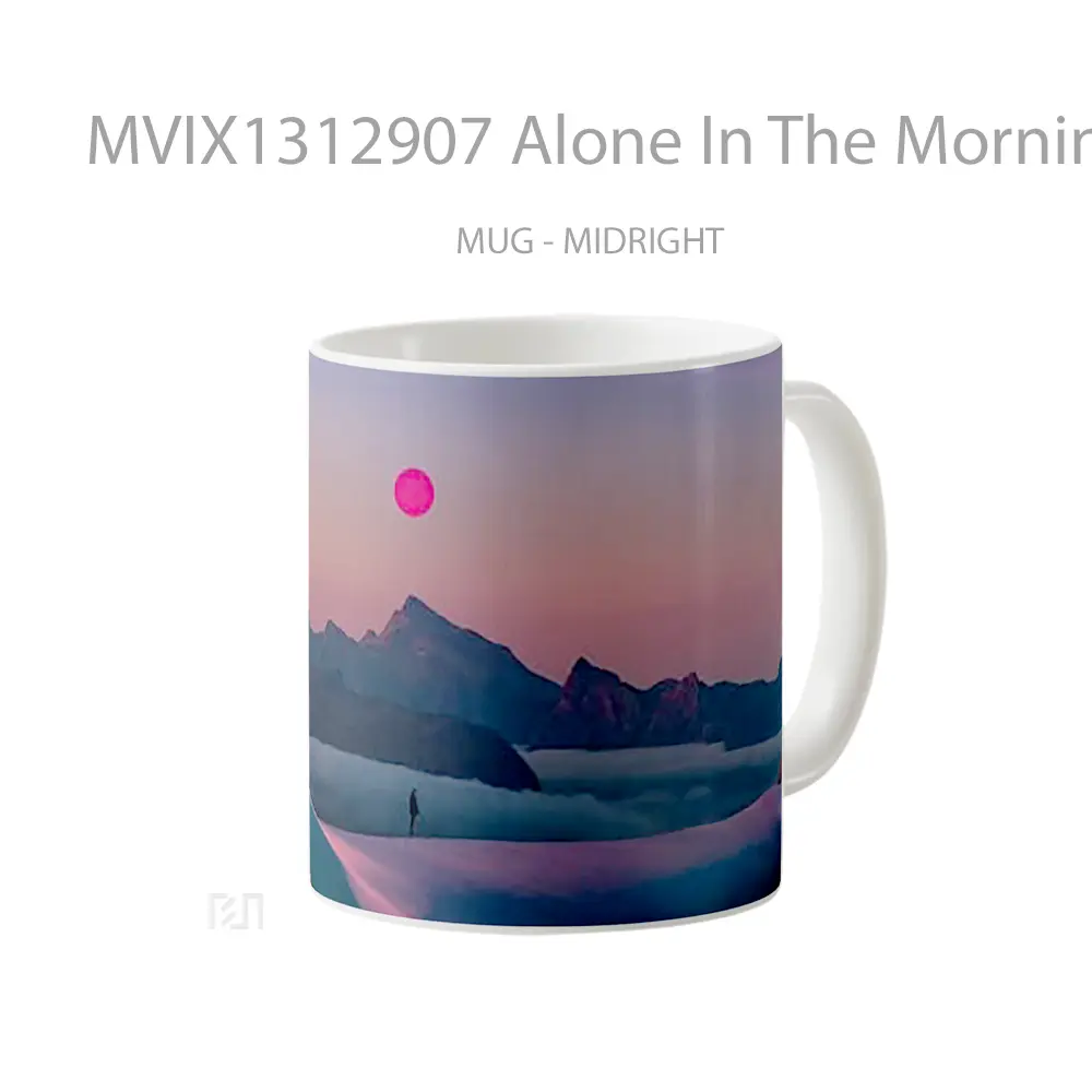 Mug Alone In The Morning Digital Art Gelas Seni Modern - All-side / Desain