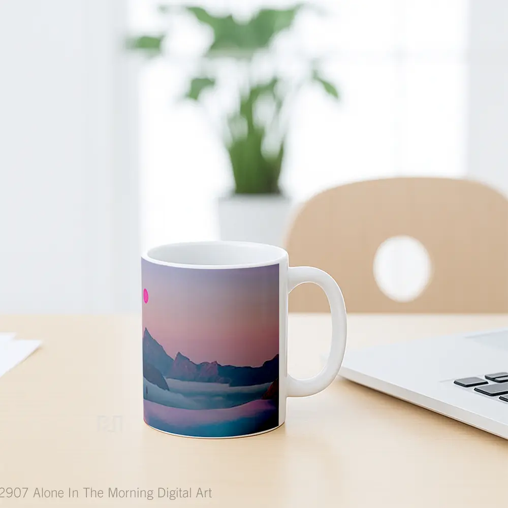 Mug Alone In The Morning Digital Art Gelas Seni Modern - All-side / Desain