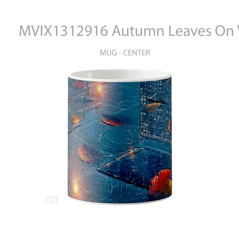 Mug Autumn Leaves On Water Gelas Pemandangan Alam