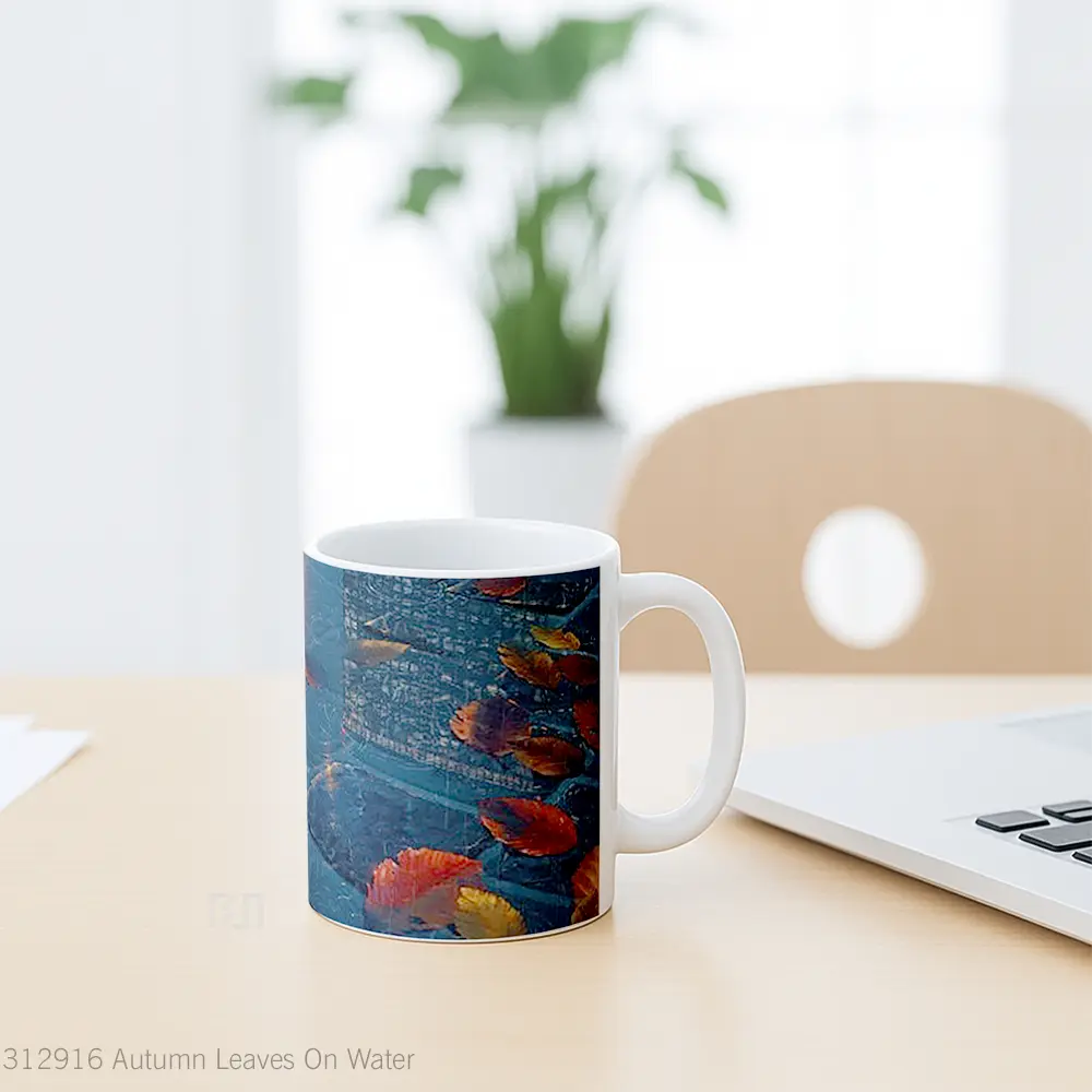 Mug Autumn Leaves On Water Gelas Pemandangan Alam - All-side / Desain