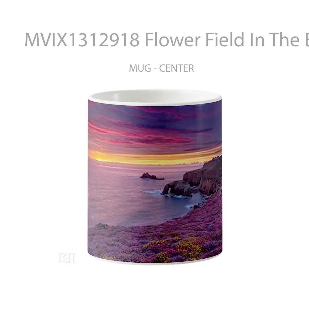 Mug Flower Field In The Beach At Sunset Gelas Pemandangan Alam