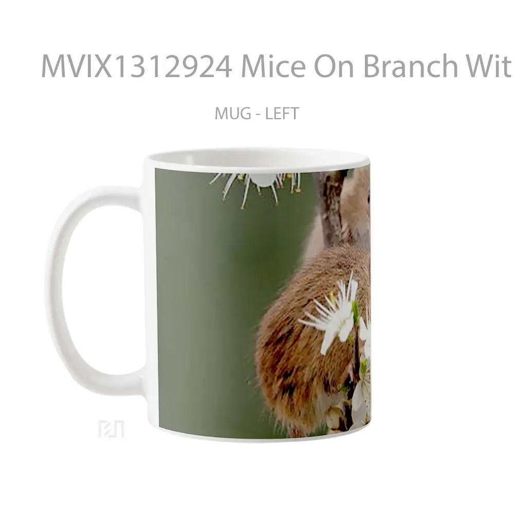Mug Mice On Branch With Flowers Gelas Pemandangan Alam - All-side / Desain