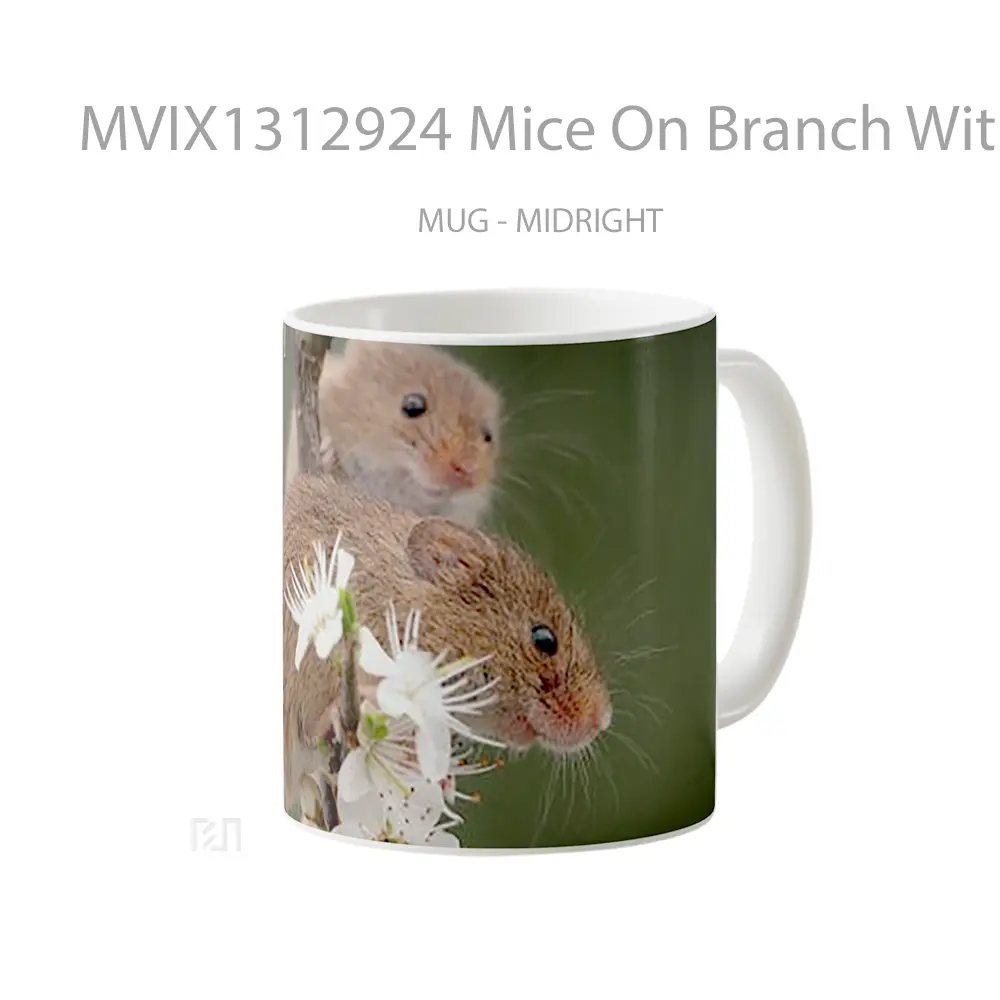 Mug Mice On Branch With Flowers Gelas Pemandangan Alam - All-side / Desain