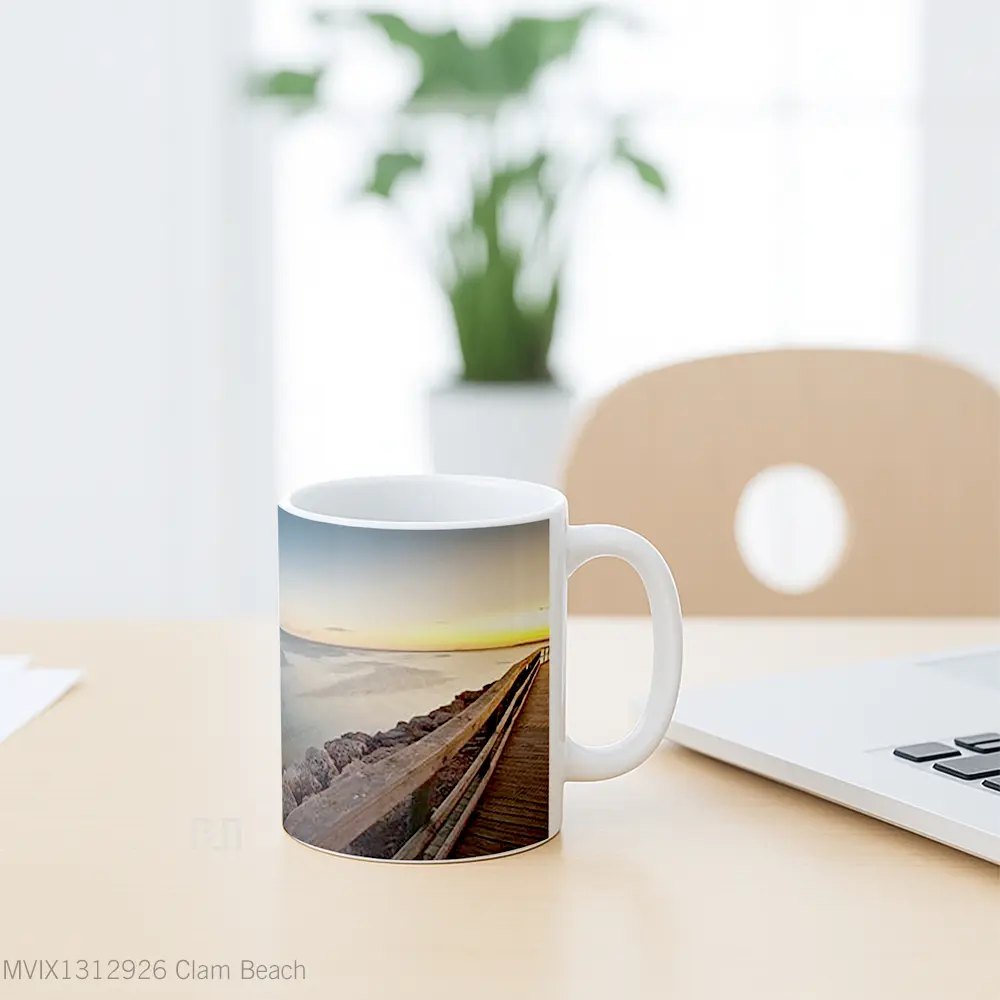 Mug Clam Beach Gelas Pemandangan Alam - All-side / Desain