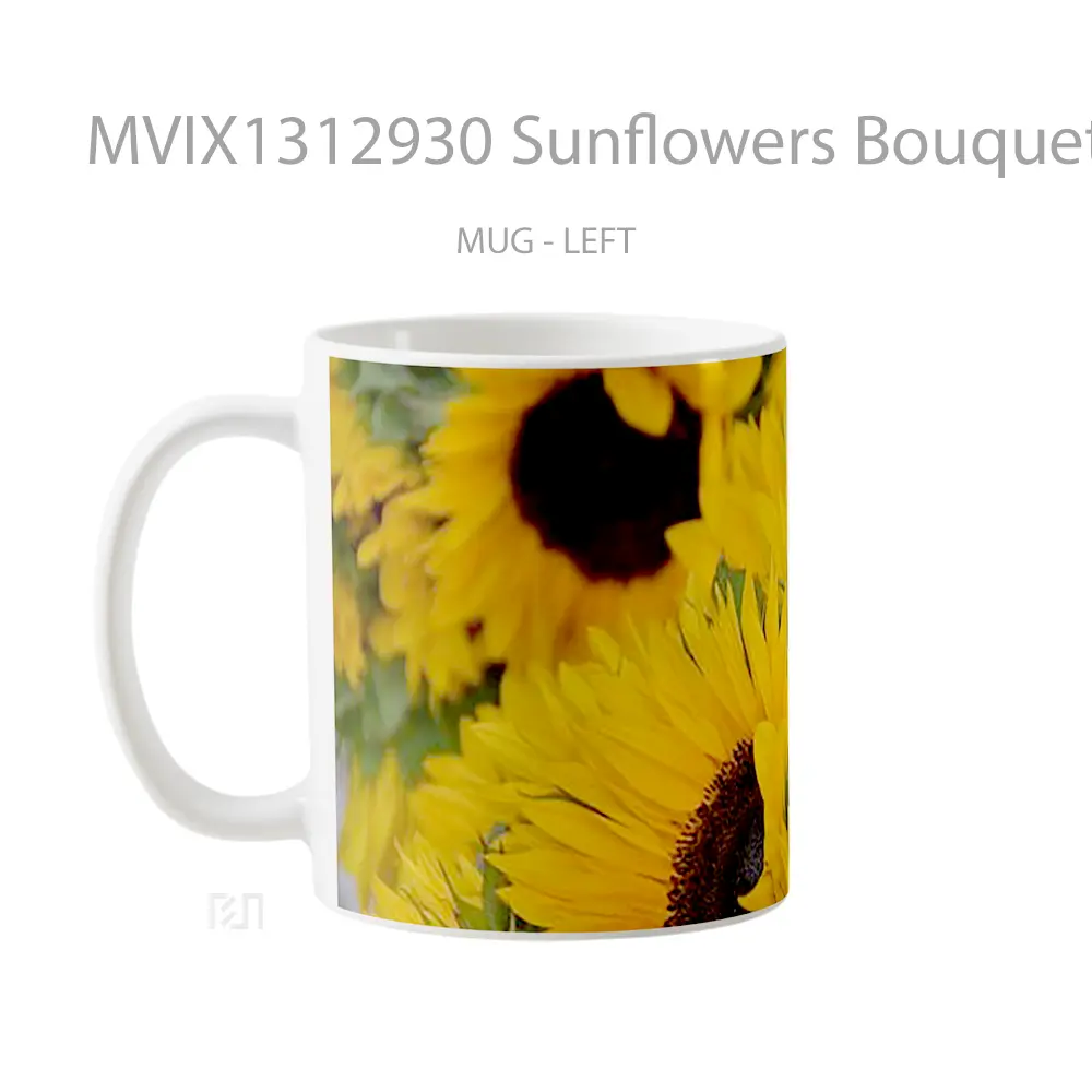 Mug Sunflowers Bouquet Gelas Keramik Unik - All-side / Desain