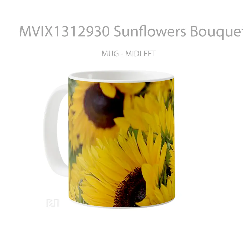Mug Sunflowers Bouquet Gelas Keramik Unik - All-side / Desain