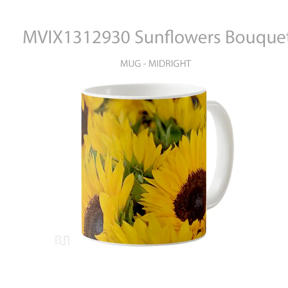 Mug Sunflowers Bouquet Gelas Keramik Unik - All-side / Desain