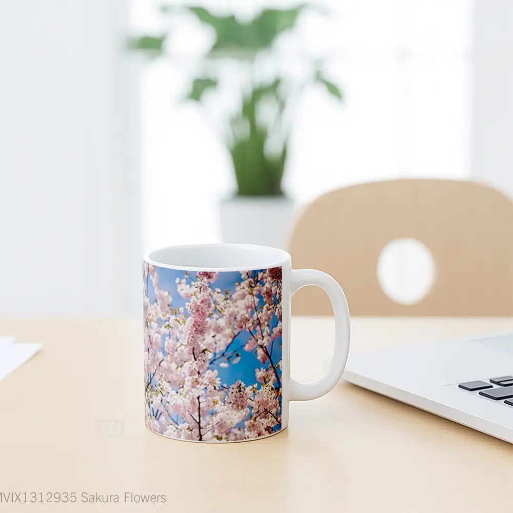 Mug Sakura Flowers Gelas Pemandangan Alam - All-side / Desain