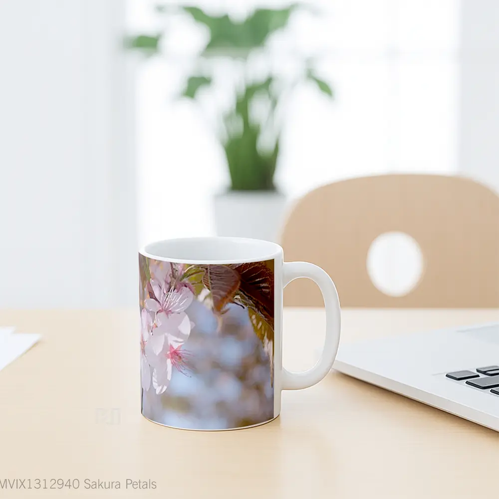 Mug Sakura Petals Gelas Keramik Unik - All-side / Desain