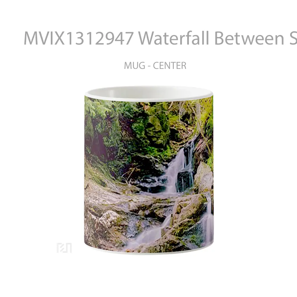 Mug Waterfall Between Stones Gelas Pemandangan Alam