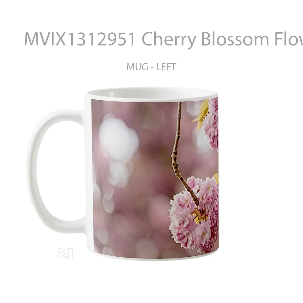 Mug Cherry Blossom Flowers Gelas Pemandangan Alam - All-side / Desain