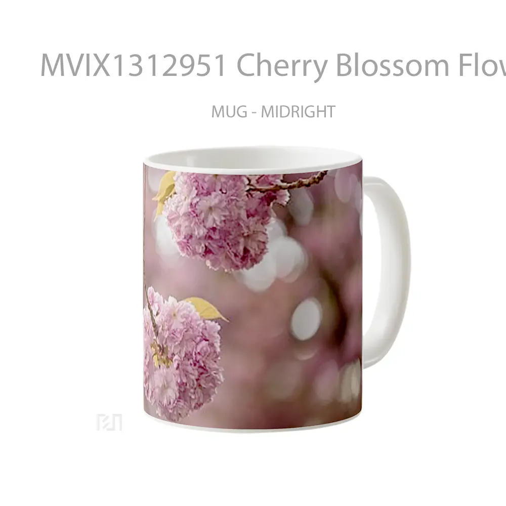 Mug Cherry Blossom Flowers Gelas Pemandangan Alam - All-side / Desain