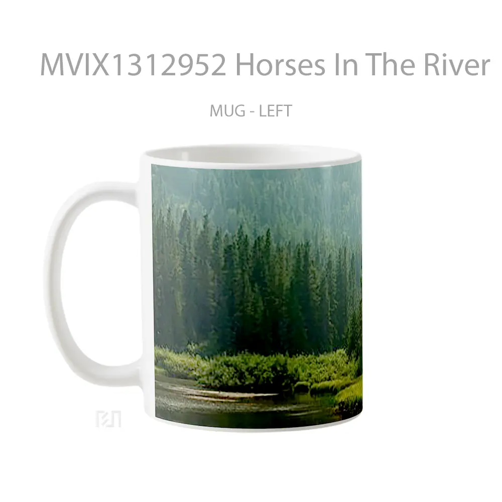 Mug Horses In The River Gelas Hewan Lucu - All-side / Desain