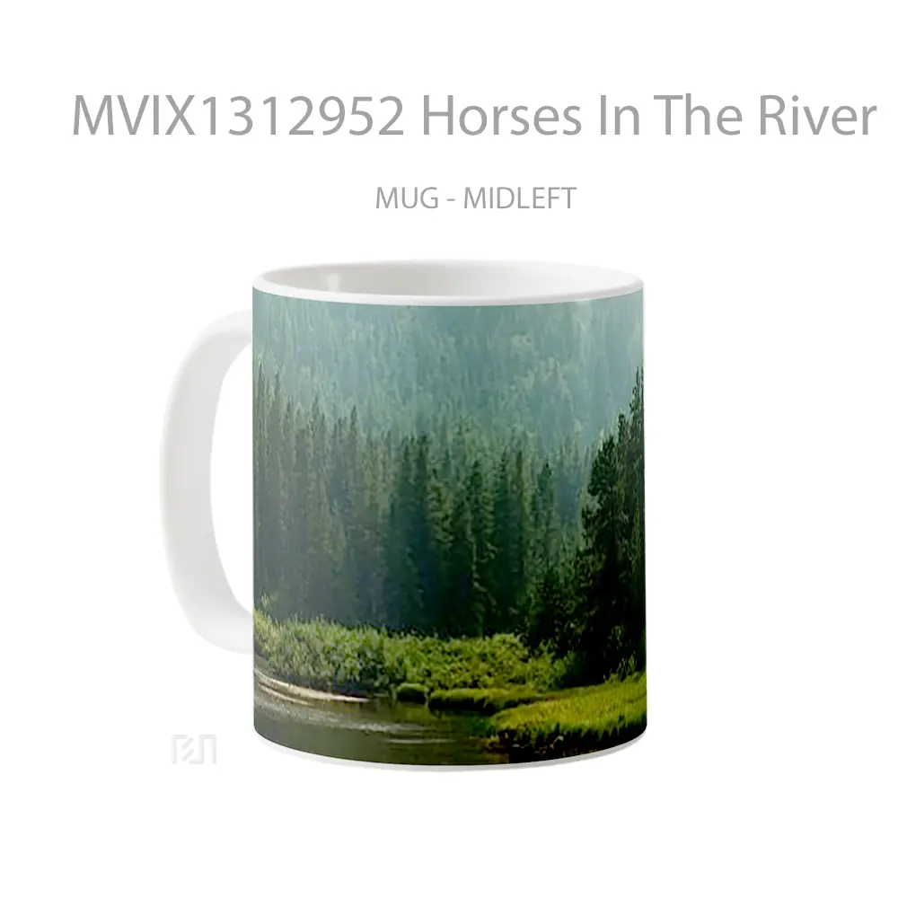 Mug Horses In The River Gelas Hewan Lucu - All-side / Desain