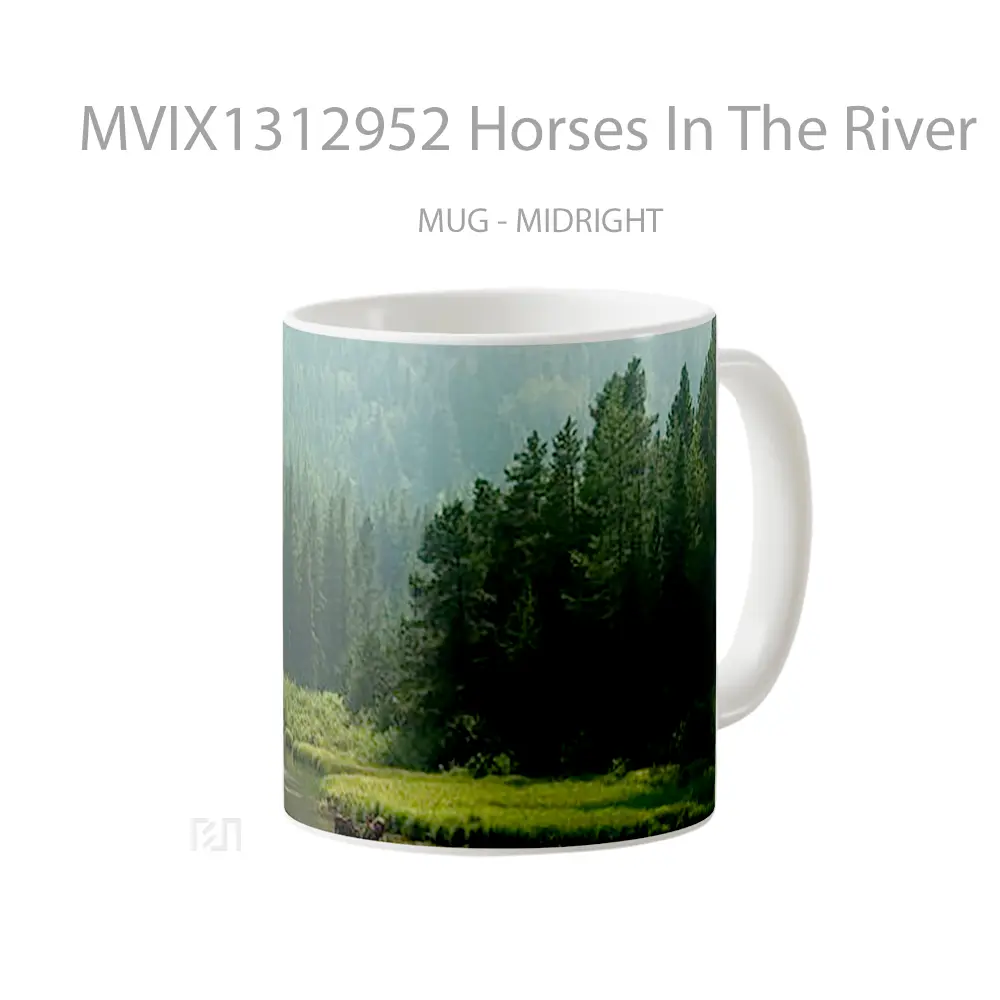 Mug Horses In The River Gelas Hewan Lucu - All-side / Desain