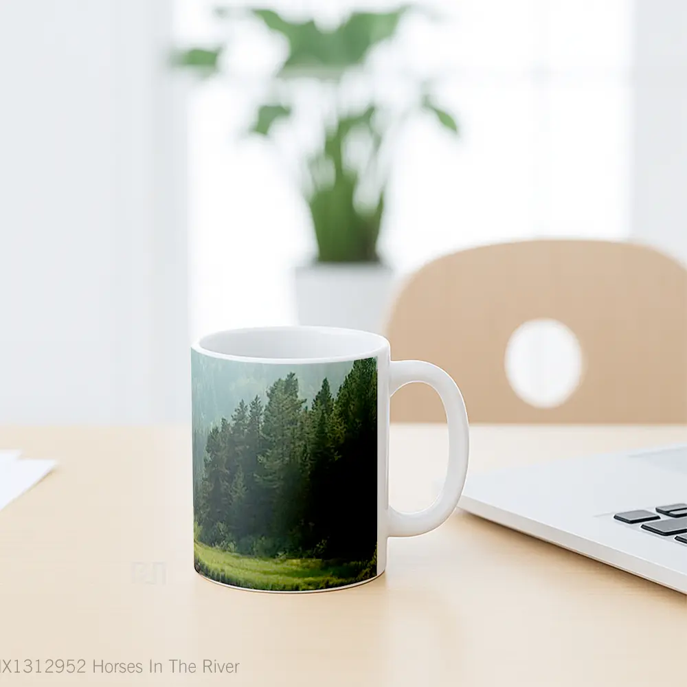 Mug Horses In The River Gelas Hewan Lucu - All-side / Desain