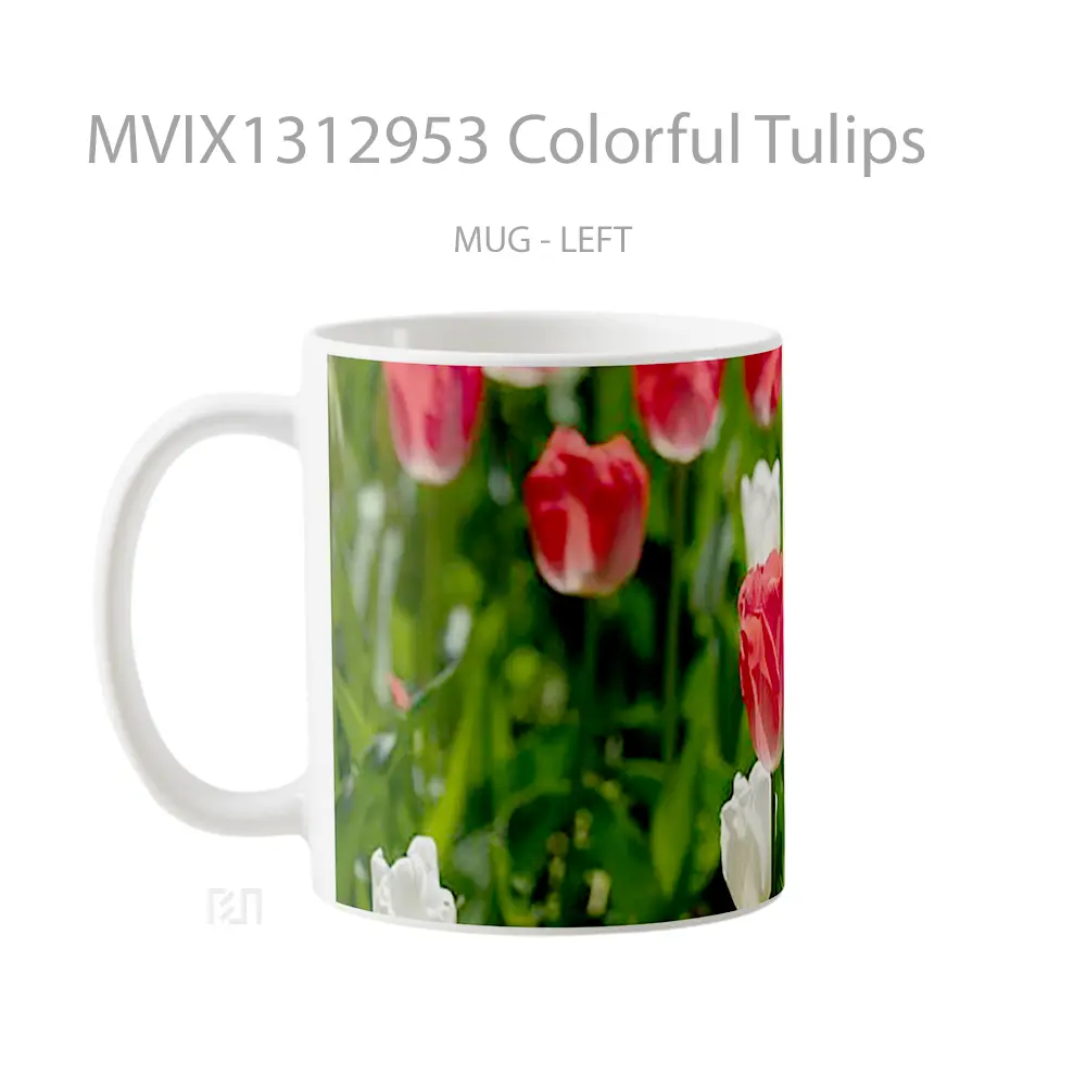 Mug Colorful Tulips Gelas Keramik Unik - All-side / Desain