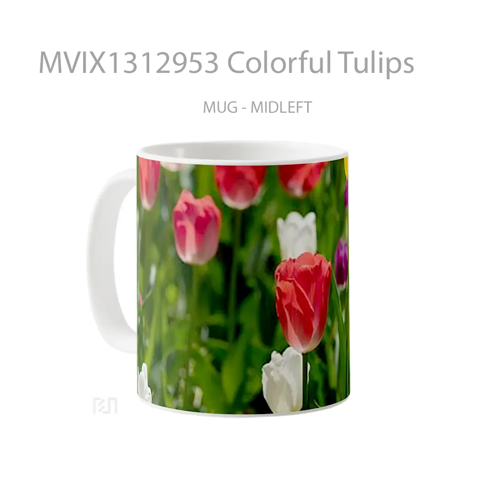 Mug Colorful Tulips Gelas Keramik Unik - All-side / Desain