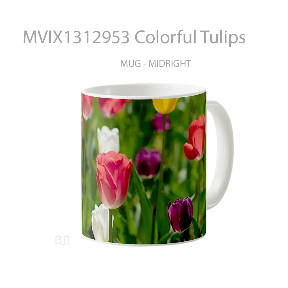 Mug Colorful Tulips Gelas Keramik Unik - All-side / Desain